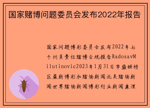 国家赌博问题委员会发布2022年报告