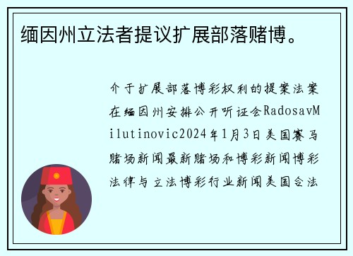 缅因州立法者提议扩展部落赌博。