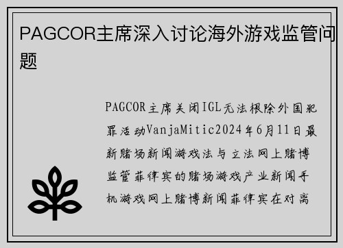 PAGCOR主席深入讨论海外游戏监管问题